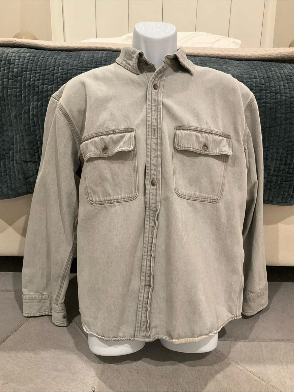 Banana Republic Light Gray Denim Shirt Jacket